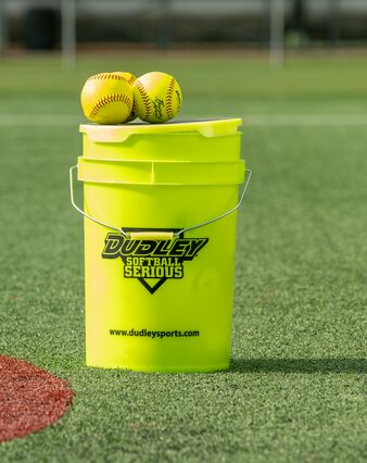 Softball Bucket of USASB Thunder Heat Fastpitch Game Softballs 