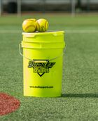 Softball Bucket of USASB Thunder Heat Fastpitch Game Softballs 