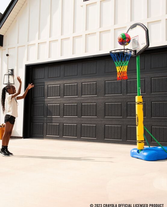 Crayola 32" Molded Eco-Composite® Telescoping Portable Basketball Hoop with Mini Court Marking Kit 