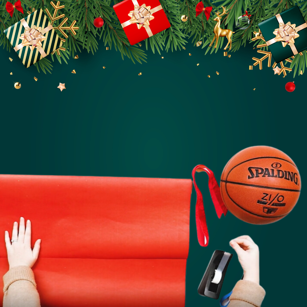 Place the basketball in the center of the wrapping paper, about a third of the way up from the bottom edge. This leaves enough paper to cover the top, bottom, and sides of the basketball.    