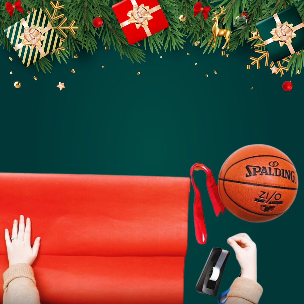 Place the basketball in the center of the wrapping paper, about a third of the way up from the bottom edge. This leaves enough paper to cover the top, bottom, and sides of the basketball.